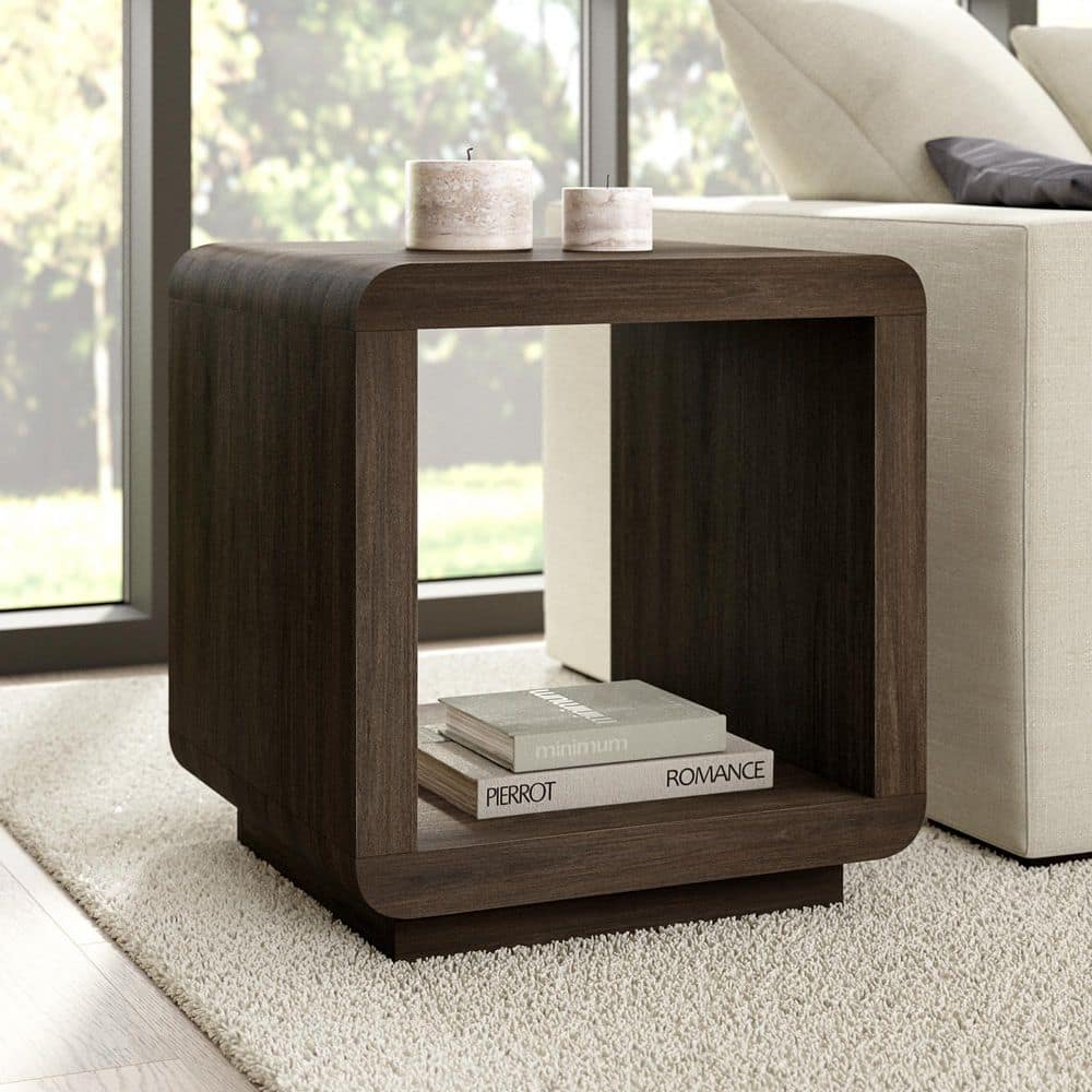 Lonni 20 in. Brown Oak Square MDF Top End Table - thumbnail 3
