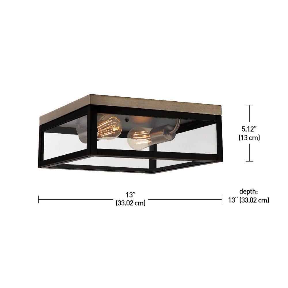 Verona Dark Bronze 13" LED Flush Mount with Frosted Glass