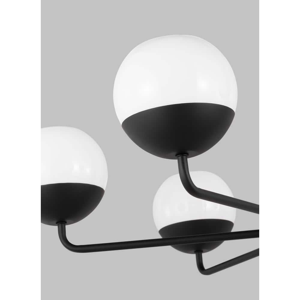 Alvin Midnight Black and Milk Glass Six-Light Chandelier