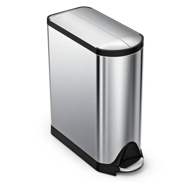 simplehuman 45L Butterfly Lid Step Kitchen Trash Can, Brushed Stainless Steel