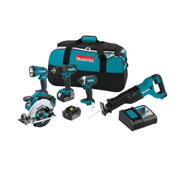 18V LXT Lithium-Ion Cordless Combo Kit (5-Tool) w/18V LXT Jigsaw 18V LXT/12V max CXT Bluetooth Job Site Speaker
