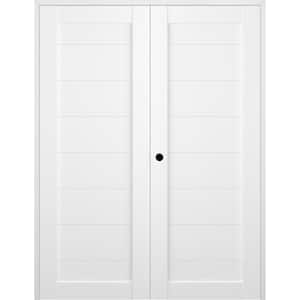 Ermi 64 in. x 84 in. Right Hand Active Bianco Noble Composite Wood Double Prehung Interior Door