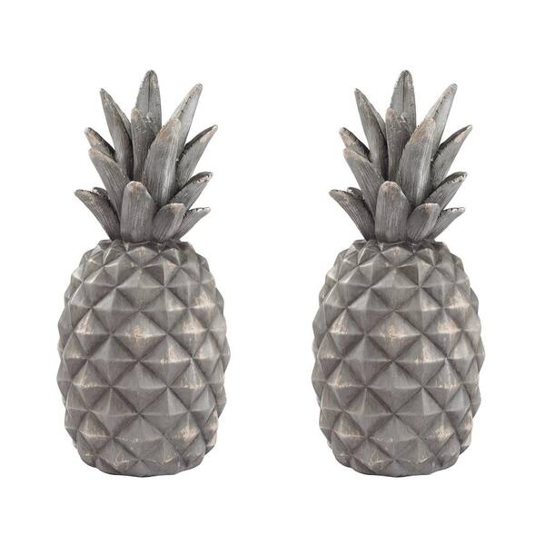 Titan Lighting 13 in. Aged Grey Decorative Pineapples (Set of 2)