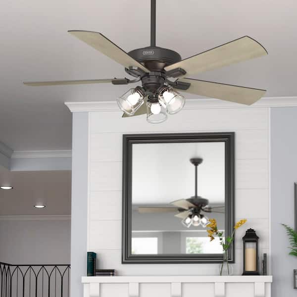 Hunter Crestfield 52 in. Indoor Noble Bronze Ceiling Fan with Light Kit and Remote