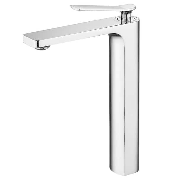 BWE Single Hole Single Handle Bathroom Vessel Sink Faucet With Supply Hose in Polished Chrome