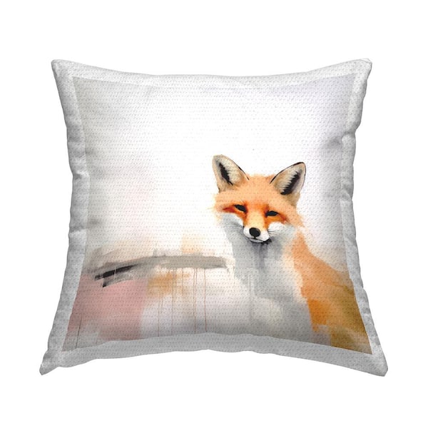 Stupell Industries Abstract Fox Wildlife Orange Square Outdoor Throw Pillow