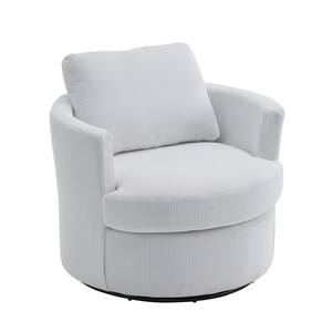 Beige Polyester Swivel Barrel Chair (Set of 1)