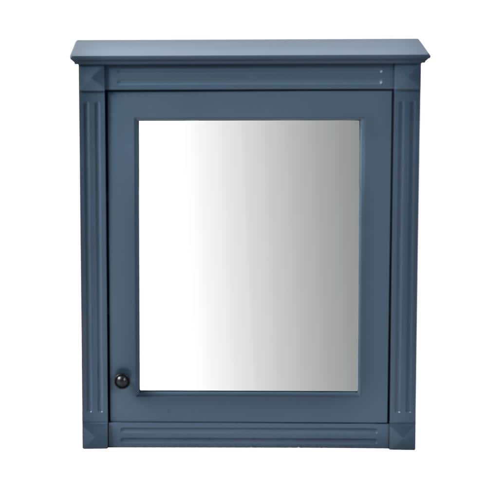 24.01 in. W x 27.76 in. H Rectangular Blue Wood Medicine Cabinet with Mirror and Height Adjustable Shelf for Bathroom price history on PriceWatchPro