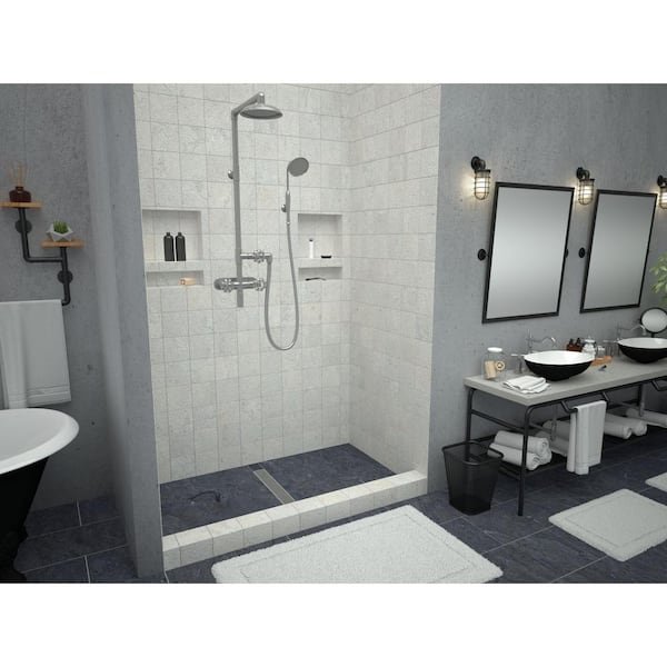 Redi Trench 34 in. x 60 in. Single Threshold Shower Base with Center Drain and Brushed Nickel Trench Grate