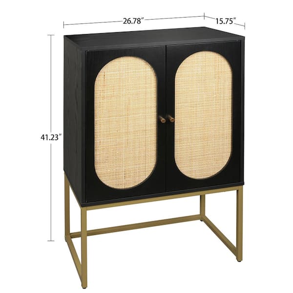 Tileon 26.8-in. W x 15.8-in. D x 41.2-in. H in Black Wood Freestanding Kitchen Cabinet with Adjustable Shelf