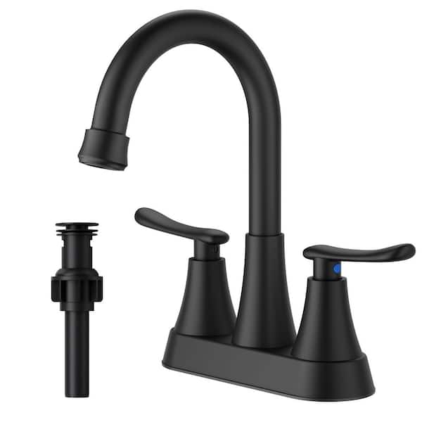 4 in. Centerset 2-Handle High-Arc Bathroom Faucet in Matte Black