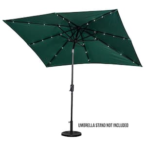 9 ft. x7 ft. Rectangular Market Patio Umbrella Solar Lighted in Hunter Green