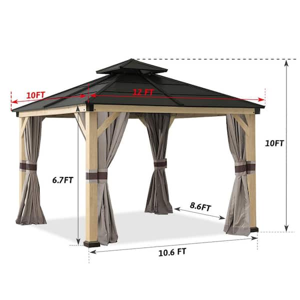 Terracemaster 10 ft. x 12 ft. Heavy Duty Outdoor Gazebo Thermal Transfer  Frame with 4-Sidewalls 1012 2T-3017 - The Home Depot