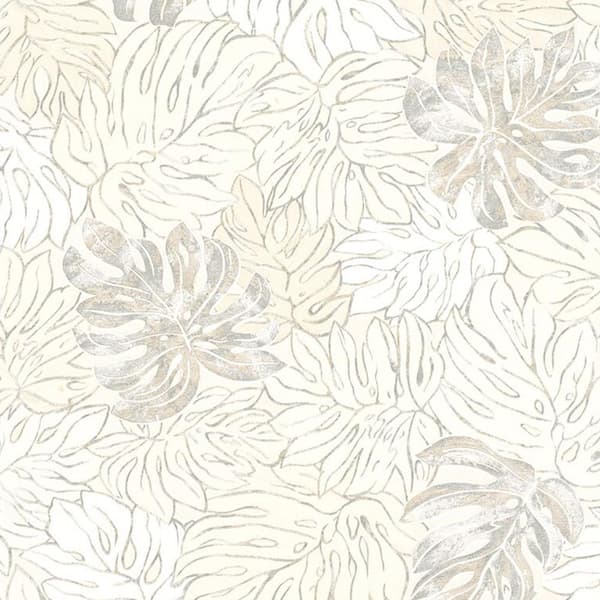 Walls Republic Bold Overlaying Jungle Leaves Tan Paper Strippable Roll (Covers 57 sq. ft.)