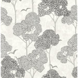 Lykke Black Textured Tree Paper Glossy Non-Pasted Wallpaper Roll