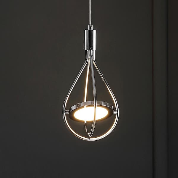 JONATHAN Y Orion 5.5 in. 1-Light Adjustable Modern Integrated LED Cluster Chrome Metal Pendant