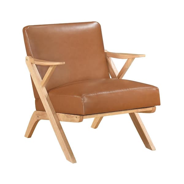 Lazzara Herriman Brown Faux Leather Upholstery Accent Arm Chair