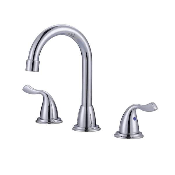IVIGA 8 in. Widespread Double Handle Bathroom Faucet w/ Pop Up Drain, 24 in. Supply Lines and Y-shaped Hose in Polished Chrome