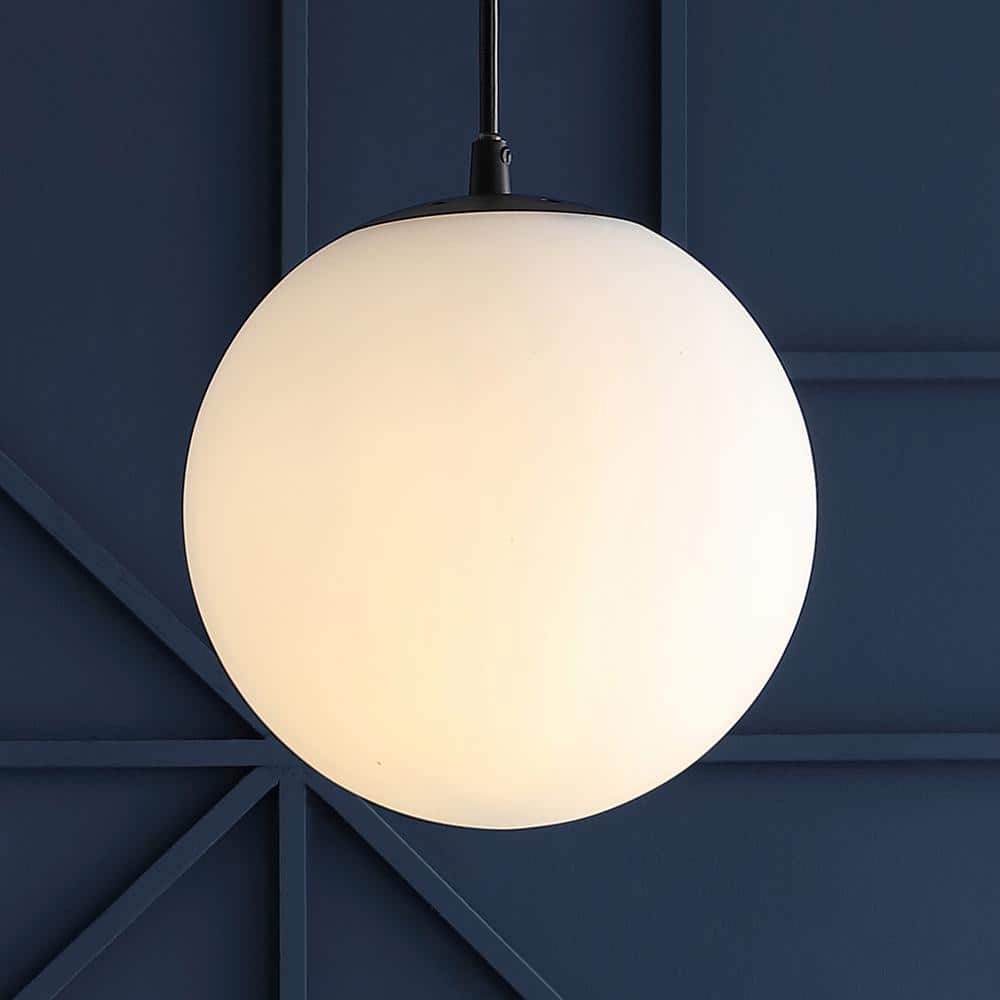 Bleecker Modern Globe LED Pendant Light in White/Oil Rubbed Bronze