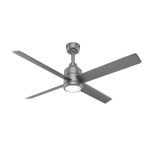 Trak 72 in. Integrated LED Indoor/Outdoor Matte Silver Commercial Ceiling Fan with Light and Wall Control