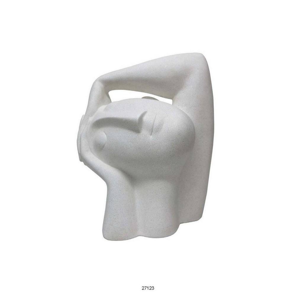16-Inch White Resin Contemporary Head Figurine Statuette
