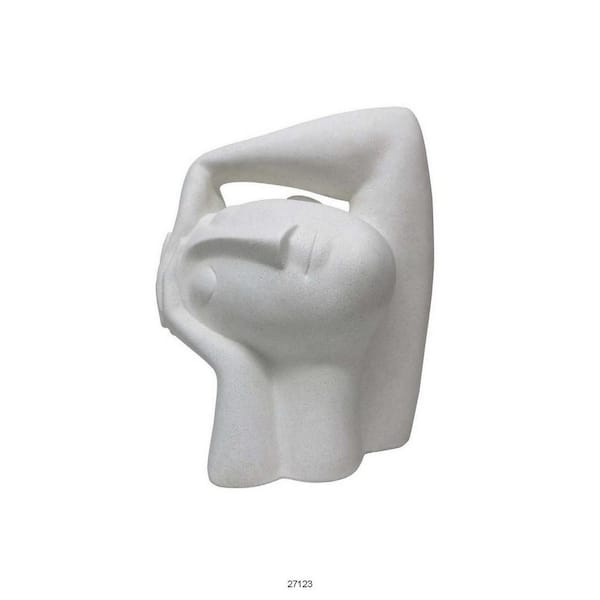 Benjara Contemporary Style White Resin Head Figurine Statuette