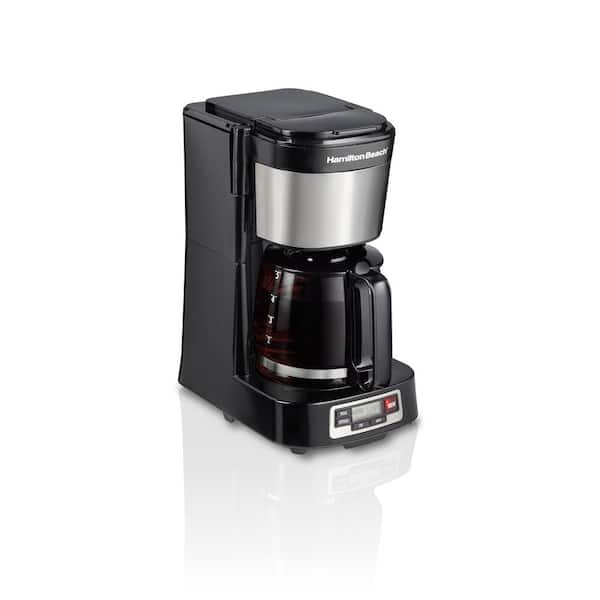 Hamilton Beach 5-Cup Black Compact Coffee Maker with Programmable Clock &  Glass Carafe 46111 - The Home Depot