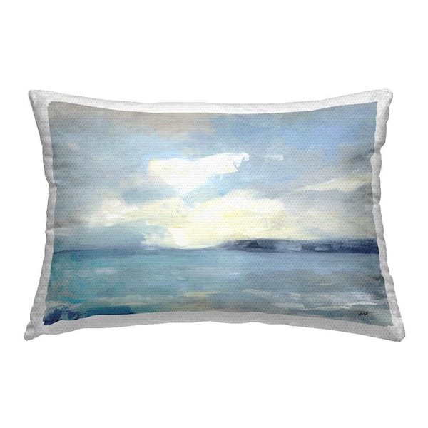 Stupell Industries Sunny Peninsula Seascape Blue Rectangular Outdoor Throw Pillow