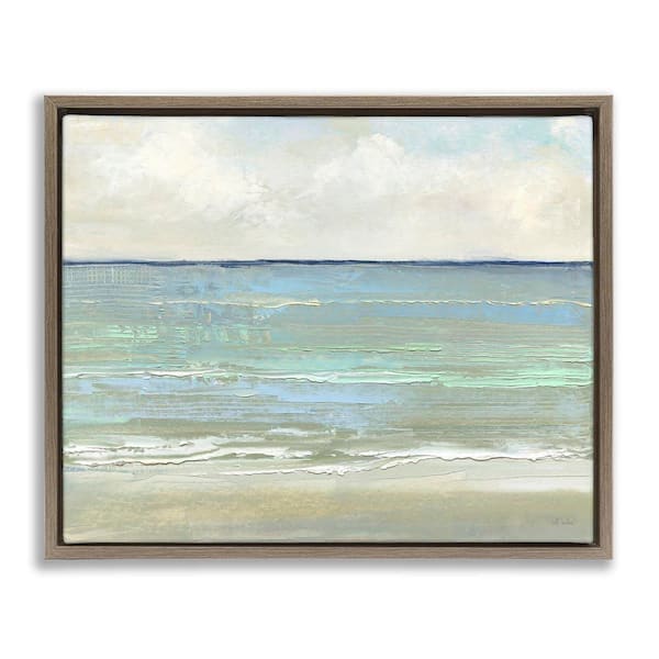 Stupell Industries Horizontal Beach Brush Strokes by Sally Swatland Brown Floater Frame Coastal Graphic Art Print 25 in. x 31 in.