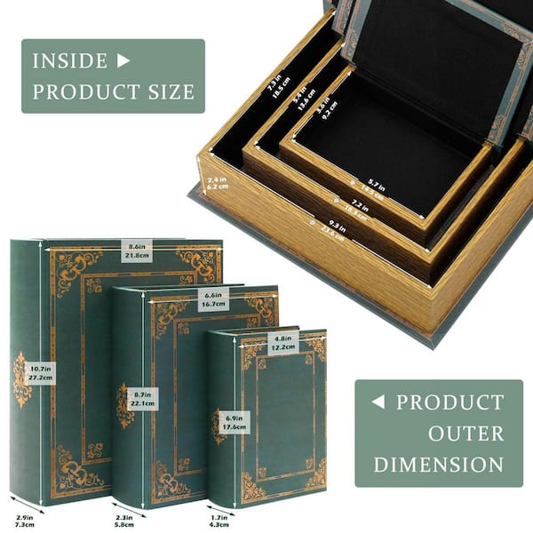 Green 11 in. x 3 in. Wood Handcrafted Decorative Box Book Box 3