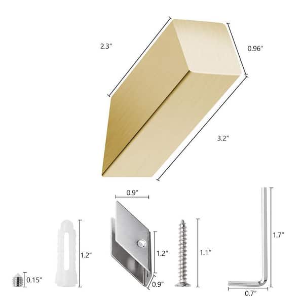 Modern Square J-Hook Robe and Towel Hook in Brushed Gold for Bathroom, Livingroom and Hotel (4 Pack)