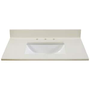 37 in. W x 22 in. D Engineered Quartz Vanity Top in Ice Storm with White Trough Single Basin