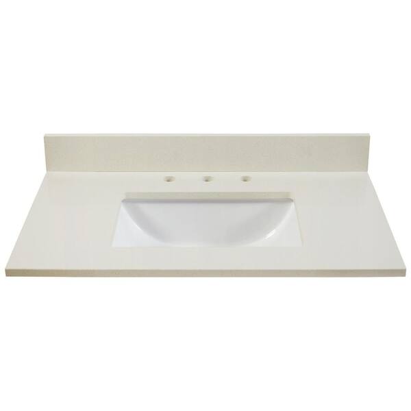 Home Decorators Collection 37 in. W x 22 in. D Engineered Quartz Vanity Top in Ice Storm with White Trough Single Basin
