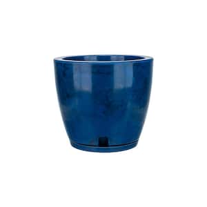 Amsterdan Extra Small Blue Marble Effect Plastic Resin Indoor and Outdoor Planter Bowl