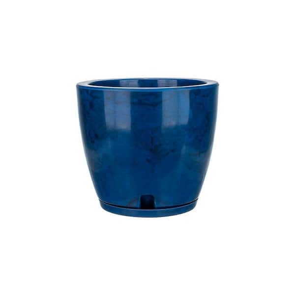 Amsterdan Extra Small Blue Marble Effect Plastic Resin Indoor and Outdoor Planter Bowl