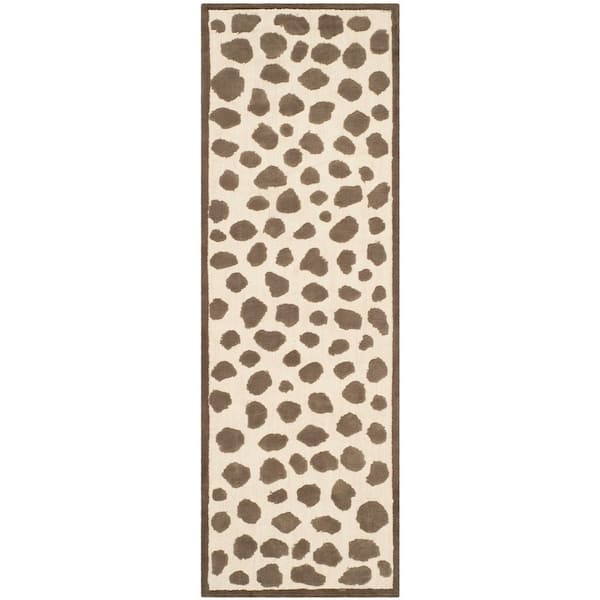 Kids 2 ft. x 7 ft. Ivory/Gray Spotted Border Runner Rug