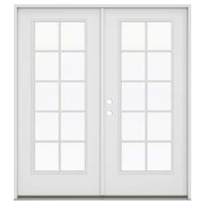60 in. x 80 in. Right-Hand/Inswing Low-E 10 Lite Primed Steel Double Prehung Patio Door