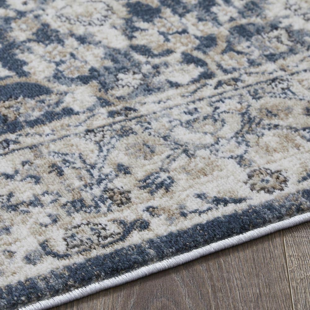 Elysian Blue 9' x 12' Rectangular Easy-Care Synthetic Area Rug