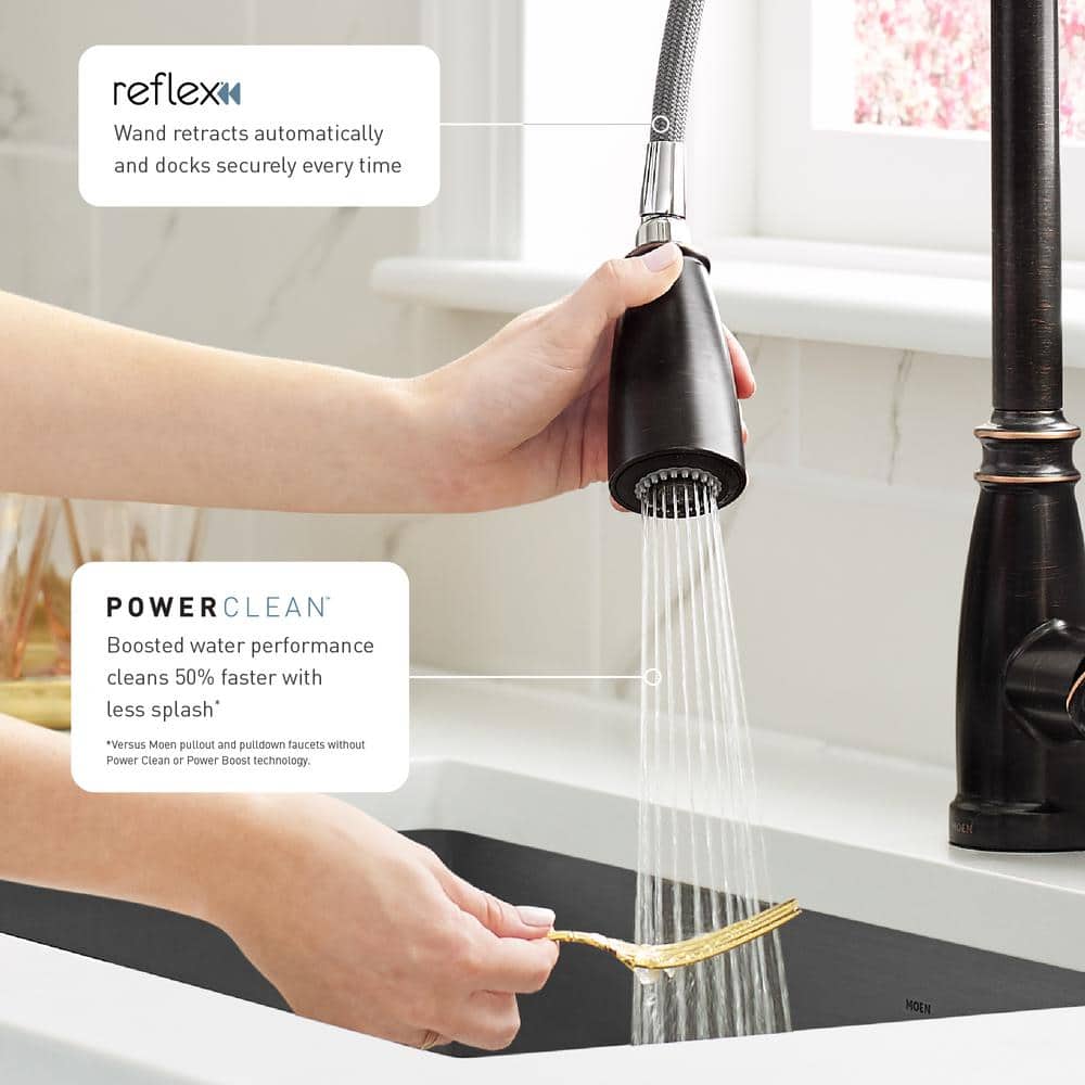 Bronze Transitional Kitchen Faucet with Pull-Out Spray