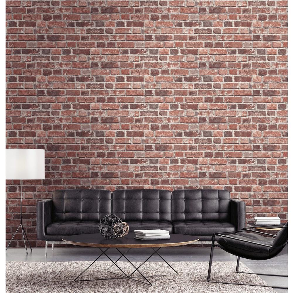 Distressed Red Brick Peel and Stick Vinyl Wallpaper