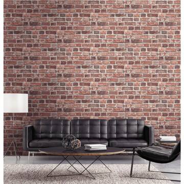 Distressed Brick Red Brick Vinyl Peel & Stick Wallpaper Roll (Covers 30.75 Sq. Ft.)