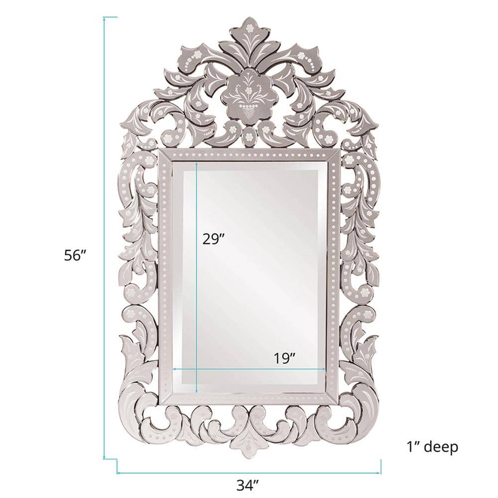 Silver Hand Painted Venetian Wood Wall Mirror