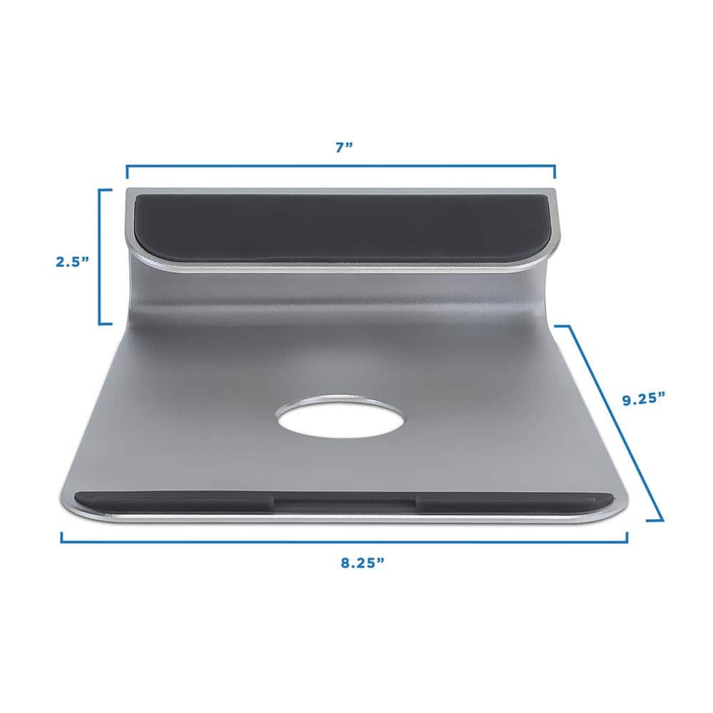 Ergonomic Silver Aluminum Tilted Laptop Riser Stand