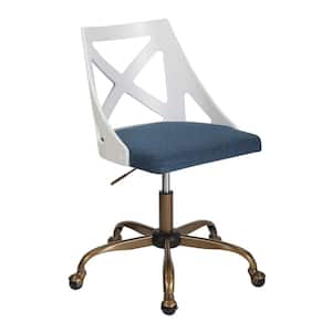 Charlotte Blue Fabric & White Textured Wood Task Chair