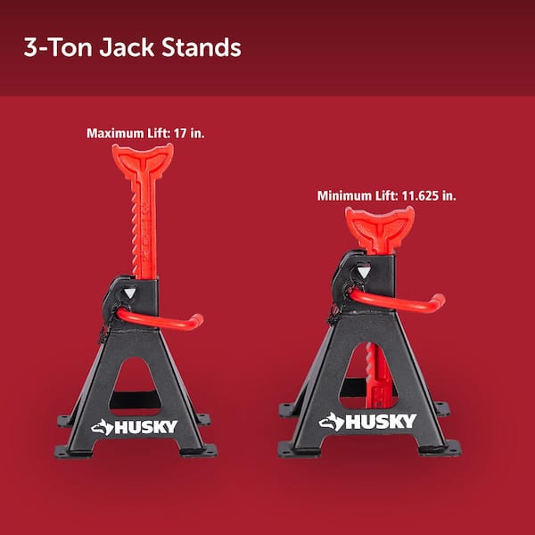 Husky 3-Ton Low Profile Quick Lift Floor Jack, 3 Ton Jack Stands