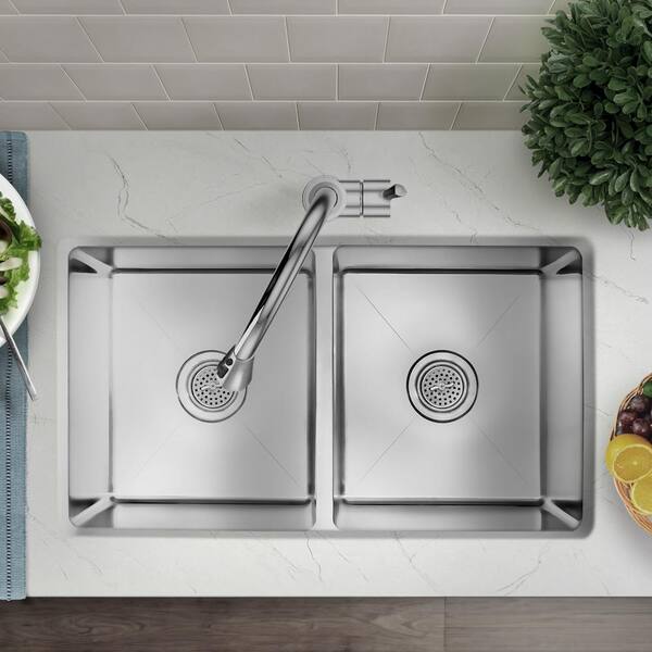 CHESHIRE 31 in. Undermount 50/50 Double Bowl 18 Gauge Stainless