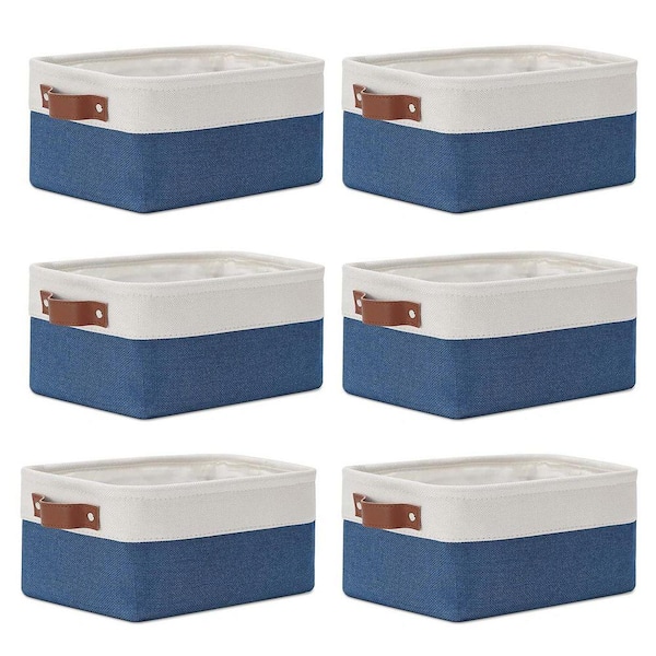 Black 19 in. x 11 in. Fabric Decorative Basket Set of 2 with PU