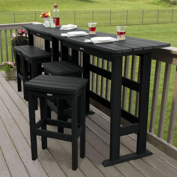 Highwood Lehigh Black 6-Piece Plastic Rectangular Bar Height Outdoor Dining Set