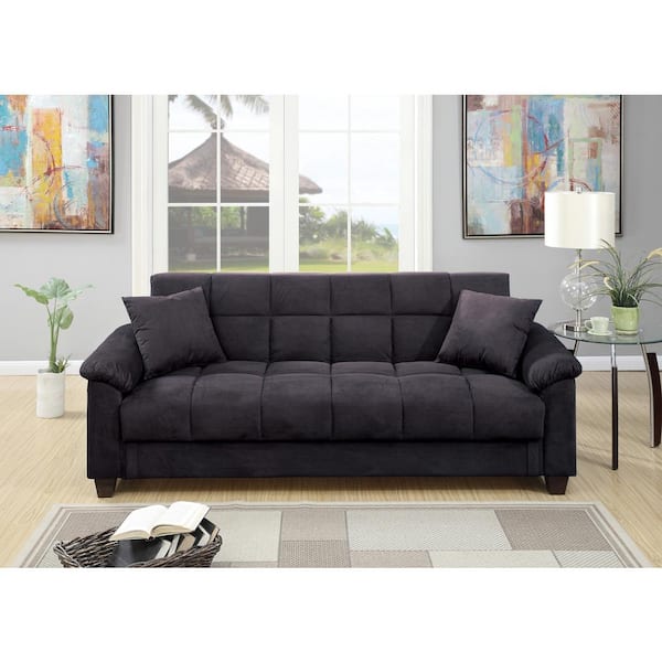 84 in. Square Arm 2-Seater Storage Sofa in Ebony