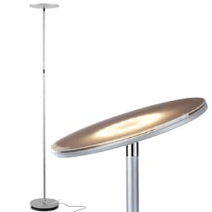 Sky Flux 67 in. Platinum Silver Industrial 1-Light Dimmable and Color Temperature Adjustable LED Floor Lamp